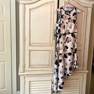 White background with blush, black  and grey print